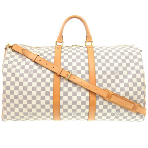 美品 ルイヴィトン ダミエ アズール キーポル バンドリエール 55 N41429 ストラップ付 ボストンバッグ LV 0046 LOUIS VUITTON