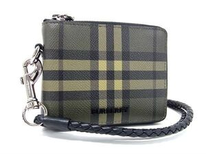 ■新品■未使用■ BURBERRY バーバリー ノバチェック レザー ラウンドファスナー 財布 ウォレット 小銭入れ 札入れ カーキ系 BF5915