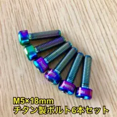 M5×18チタン製ステムボルトワッシャー無し6本 レインボー(オイルスリック)