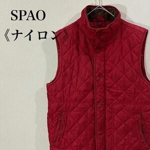 IK348 SPAO スパオ スタンドカラー ボタン留めジップアップ ナイロン ベストブルゾン キルティングベスト 防寒 中綿 