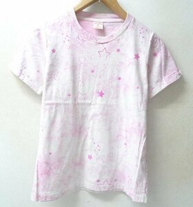 ◆RNA 落書き スター総柄プリント クルーネック Tシャツ ピンク サイズM