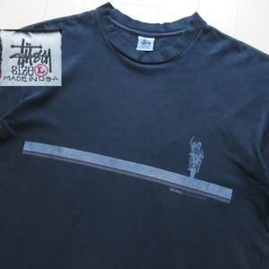 ★即決送込★L STUSSY USA製 白タグ 珍ベスパ oldstussy old ステューシー オールド T-shirt Tee Tシャツ 半袖 xl 黒 skate surf