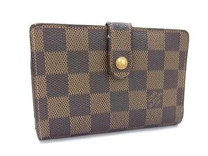 1円 LOUIS VUITTON ルイヴィトン N61663 ダミエ ポルトフォイユ ヴィエノワ がま口 二つ折り 財布 ウォレット ブラウン系 FI4304