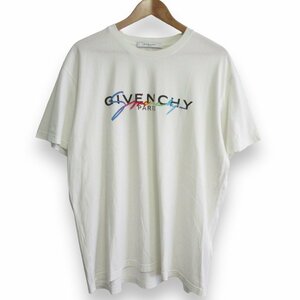 美品 GIVENCHY ジバンシィ 半袖 ロゴ刺繍 Tシャツ カットソー Ｌ ホワイト ◆