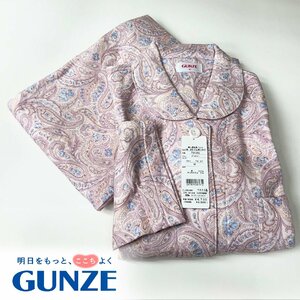 グンゼ【M】婦人 襟付長袖パジャマ 暖かキルト ピンク系柄 日本製