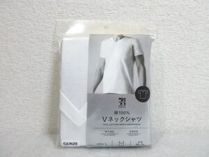 グンゼ メンズ インナーシャツ Tシャツ Vネック 吸汗速乾 綿100 Mサイズ 未使用【M602】(P)