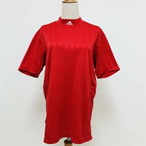 k1453 美品 adidas アディダス Clima365 Tシャツ 半袖 ロゴ刺しゅう ハイネック M 赤 ストライプ メンズ 万能 スポーティチックスタイル 