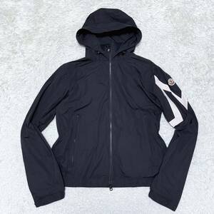 未使用級 モンクレール Moncler 22-23AW メンズ FETUQUE ロゴ ワッペン ナイロン ジップアップ ジャケット ブルゾン サイズ2 M〜L ネイビー