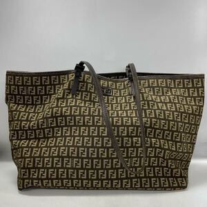 【1T62】 1円スタート FENDI フェンディ ズッキーノ トートバッグ ハンドバッグ キャンバス ブラウン