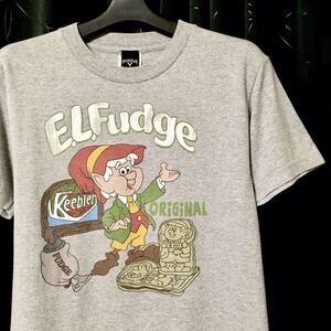 【90s USA製 E.L.Fudge ビンテージ 企業 Tシャツ】古着 キャラクター グレー S お菓子 スナック　FIFTH SUN