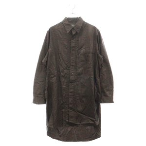 ヨウジヤマモト プールオム 22AW SUPIMA COTTON DOUBLE LAYERED LONG SHIRT コットン 長袖ロングシャツ ブラウン HE-B40-036