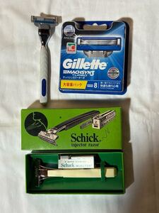 髭剃り　使い捨てかみそり　替刃　Gillette マッハシンスリーターボ　Schickインジェクター