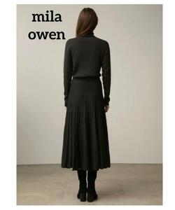 ミラオーウェンMila Owen 　黒 プリーツスカート　ラメ　ロングスカート　Mサイズ