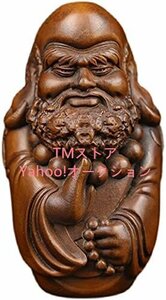 ミニ 達磨大師立像 柘植製 木彫り 達磨像 仏像 神像 木置物 手作り 木製仏像 手工芸品 木製彫刻 手作り 風水 開運 幸運 財運