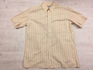 courreges homme クレージュ オールド レトロ 古着 ストライプ半袖ドレスシャツ メンズ フランス製 ボタンダウン 3 ベージュ