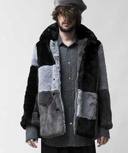 NO ID BLACK 17AW フェイクファー　パッチワーク　コート　サイズ２　定価41800　NOID ノーアイディ