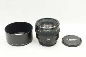 【適格請求書発行】美品 Canon キヤノン EF 50mm F1.4 USM 単焦点レンズ フルサイズ フード付【アルプスカメラ】240502j