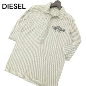 DIESEL ディーゼル 春夏 プリント★ 5分袖 ボーダー ポロシャツ Sz.M　メンズ 　C4T05454_6#A