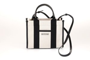 バレンシアガ ハードウェアスモールトート 2WAYショルダーバッグ ホワイト/ブラック BALENCIAGA 6714022 中古品 USED Aランク /6830