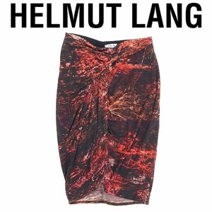 ◆HELMUT LANG ヘルムート ラング 総柄 ドレープ ラップ風 スカート S