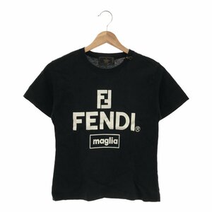 FENDI フェンディ 【lay2014R】 ロゴ 半袖Tシャツ イタリア製 ブラック 黒 BLK クルーネック レディーストップス ちびT CH