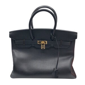 エルメス HERMES バーキン35 □G刻 ブラック/ゴールド金具 アルデンヌ ハンドバッグ ユニセックス 中古