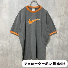 古着 used　NIKE　ナイキ　半袖リンガープリントTシャツ　グレー　オレンジ　ビッグシルエット　オーバーサイズ