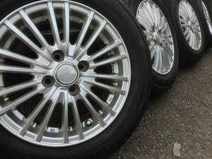 フィット外し　バリ山タイヤ175/65R14　CST MR61 2020年製、LEBEN 14x5.5J +38 4X100シルバーアルミホイール付4本セット【中古】