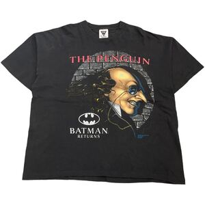 90s USA製 BATMAN THE PENGUIN Tシャツ XL ブラック ペンギン バットマン RETURNS ヴィラン 映画 ムービー キャラクター ヴィンテージ