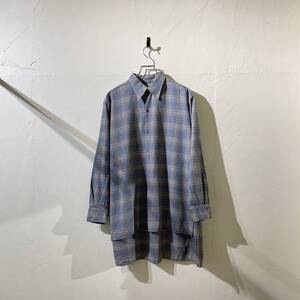 vintage euro grand farther check shirt ヨーロッパ古着 ビンテージ グランパシャツ チェックシャツ 長袖 70s 80s