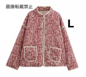 vintage ヴィンテージ レトロ フラワー 花柄 ダウンジャケット アウター Lサイズ レディース★ZARA 好きな方に★秋冬新作 新品未使用★