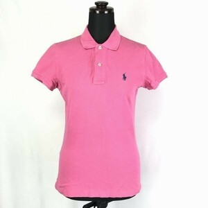 送料安/ラルフローレン★THE SKINNY POLO/コットン/ポロシャツ【レディースS/ピンク】胸元ポニー刺繍/RALPH LAUREN◆BF253