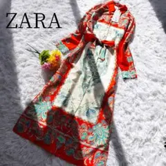 未使用タグつき【ZARA/ザラ】ロングワンピース　ペイズリー　ベルト　総柄