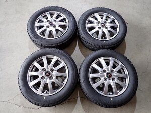 YS15066【送料無料155/65R13】モコ ピノ ラパン ライフ ゼスト 2022年製 BS 中古スタッドレス ★13×4J 100/4H ET45★1円スタート