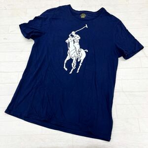 1471◎ POLO RALPH LAUREN ポロ ラルフローレン トップス Tシャツ カットソー 半袖 ビック ロゴ プリント ネイビー メンズL