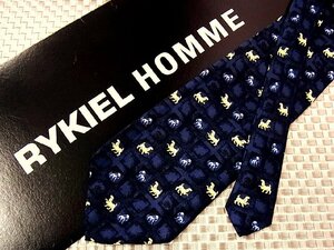 ♪28197C♪良品【犬 いぬ 動物 柄】リキエル【RYKIEL】ネクタイ