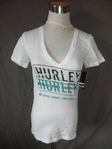 USA購入 ハーレー《Hurley》綺麗なLOGOプリントVネックT US S 白