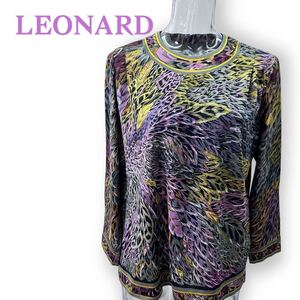 レオナール＊シルク混　上品な彩りの トップス＊サイズＬ＊LEONARD