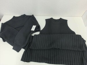 K【16-66】【80サイズ】▲美品/GRL クロップド丈トップス・ノースリワンピース/ニットワンピース/Lサイズ/レディース