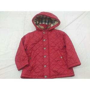 ◇ BURBERRY CHILDREN キッズ 子供服 中綿 長袖 ジャケット ブルゾン サイズ2Y 92cm レッド レディース メンズ P