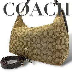 美品　COACH コーチ 2way ショルダーバッグ ハンドバッグ ハーフムーン