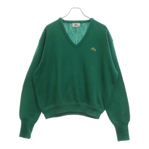 LACOSTE ラコステ 90s VINTAGE IZOD ヴィンテージ アイゾッド ロゴ刺繍Vネックセーター ニット グリーン