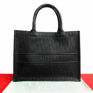 ほぼ未使用 Christian Dior クリスチャン ディオール ブックトート レザー 本革 トートバッグ ハンドバッグ A4収納可 ブラック 黒 05296