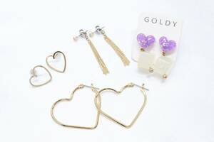 【HU59】Goldy ゴールディ ピアス 4点 セット 未使用保管品 ハート タッセルチェーン【送料全国一律185円】ゴールドカ