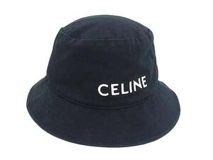 1円 ■美品■ CELINE セリーヌ コットン100% バケットハット 帽子 表記サイズ M 58 レディース メンズ ブラック系 FG3079