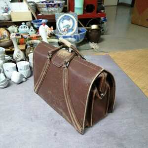 アンティーク 革 バッグ ヴィンテージ bag 昭和レトロ antique (約41×高さ27×20cm)