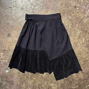 COMME des GARCONS 80s ベルベット切替ラップスカート コムデギャルソン 1980s 