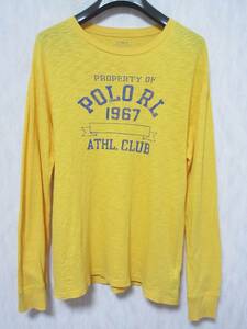 POLO RALPH LAUREN ポロ ラルフローレン Tシャツ 長袖 ロンT メンズ L 黄　irmri yg3638