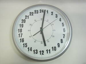 稼働品★24時間時計 壁掛け時計 アナログ時計 丸型 スチール製 直径29.5cm レトロ インテリア 時計 掛時計 クロック 現状 80