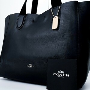 1円■未使用級■COACH コーチ タビー ロゴ トートバッグ ビジネス ブリーフケース A4 肩掛け メンズ レディース レザー ブラック 黒